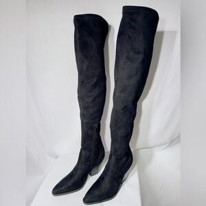 Marc Fisher LTD Womens Black Thigh High Boots Size 5.5 Medium Edgy Rocker Y2K